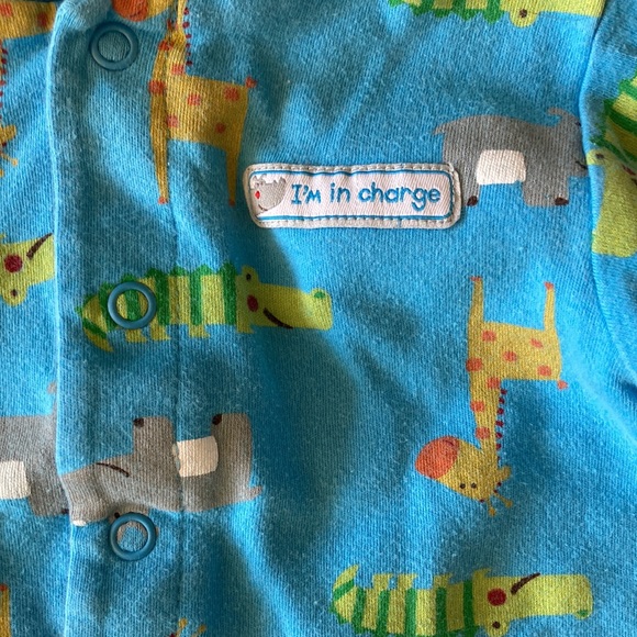 Carter’s Infant Footed Bodysuit Size 3 Month Blue w/Animal Theme - Picture 2 of 5